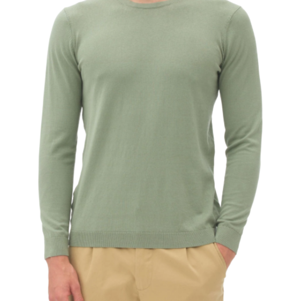 silk crew neck sweater-Nowadays-	malibu green-Pullover