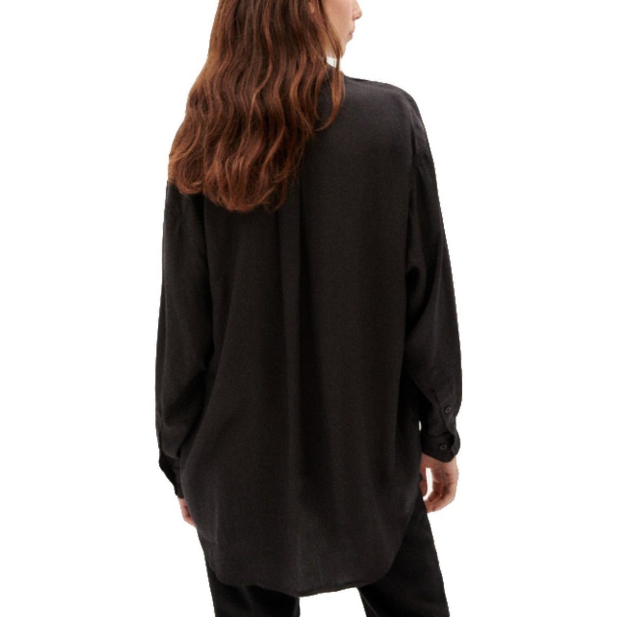 Black Gia Oversize Blouse - Thinking Mu - BLACK - Langarmhemd