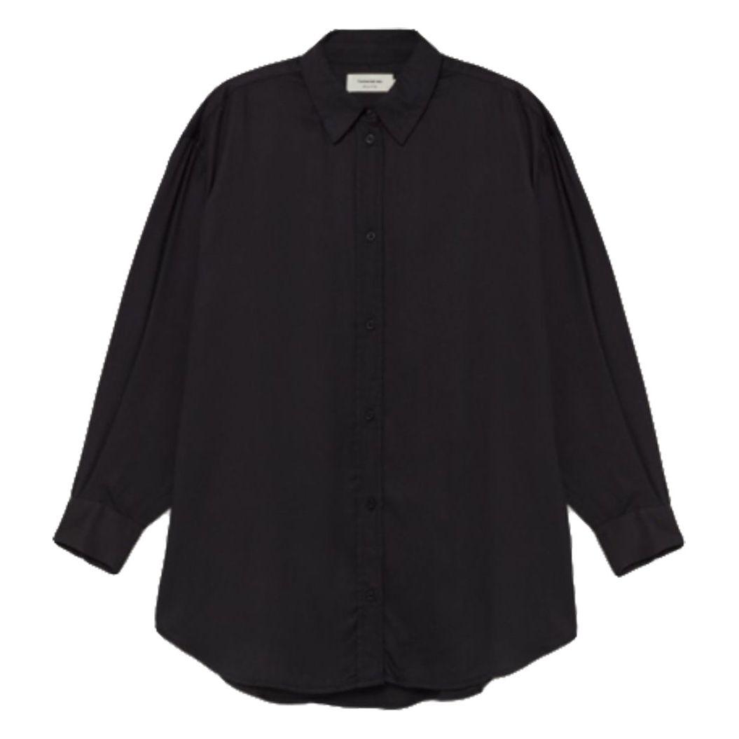 Black Gia Oversize Blouse - Thinking Mu - BLACK - Langarmhemd